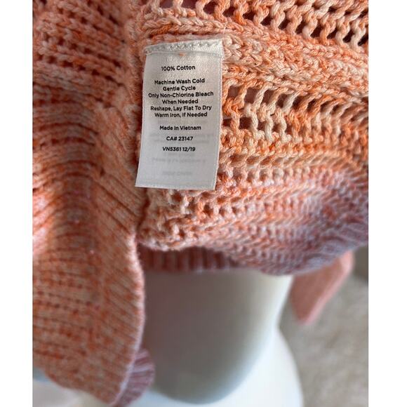Talbot's Women's Size S Petite Peachy Orange Open Knit Pullover Sweater #0140 - Picture 6 of 7